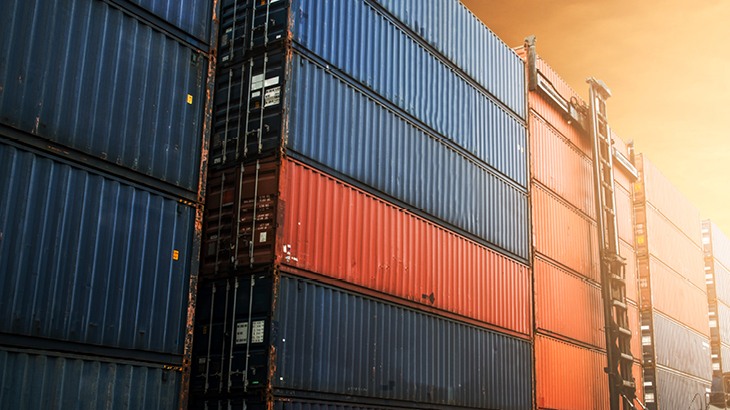 containers at a port